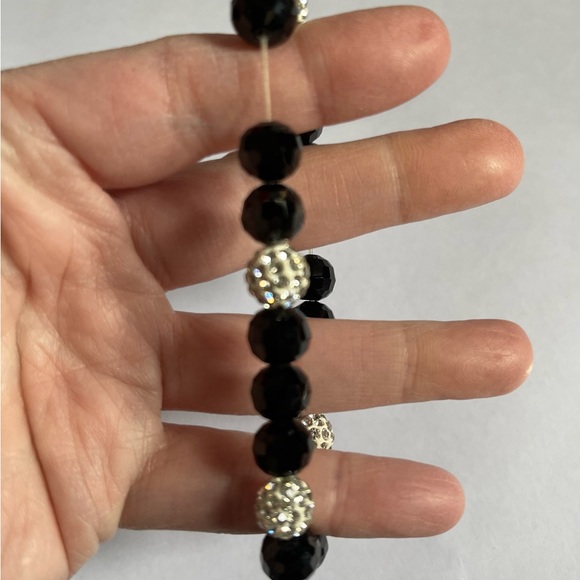 Black & Rhinestone Beaded Stretch Bracelet - Picture 4 of 5